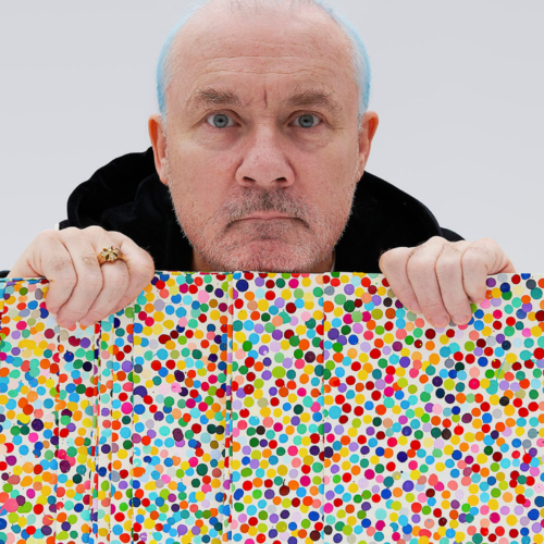 Damien Hirst with his "The Currency" Project